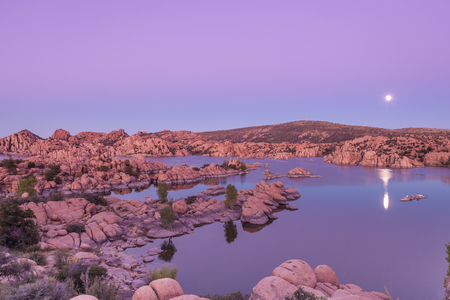Watson Lake Moonriseの写真素材