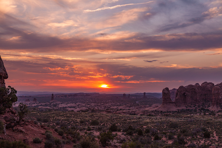 Sunset at Arches National Park Utahの写真素材