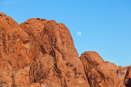 Full Moon Over the Valley Of Fire Nevadaの写真素材