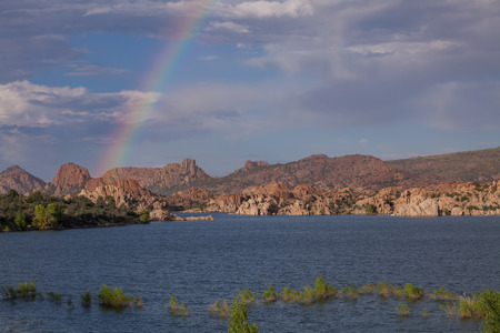 Rainbow Over Watson Lake Prescott Arizonaの写真素材