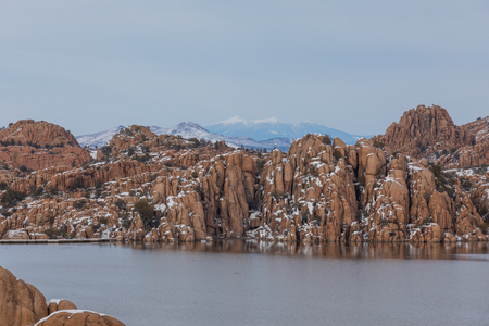 Watson Lake Winter Landscapeの写真素材