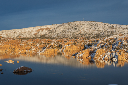 Watson Lake Prescott Arizona Winter Landscapeの写真素材