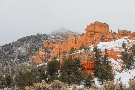 Scenic Red Canyon Utah in Winterの写真素材
