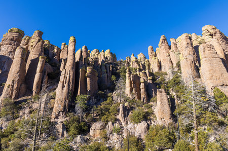 a scenic landscape in the Chiricahua National Monument Arizona in winterの写真素材