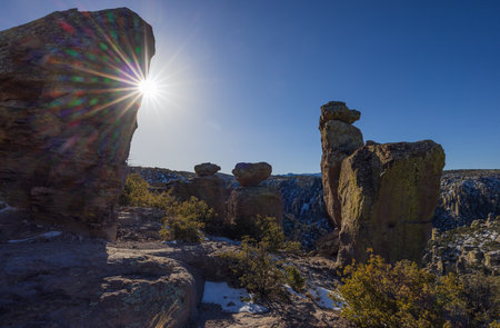 a scenic landscape in the Chiricahua National Monument Arizona in winterの写真素材