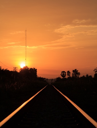 Railway sunsetの写真素材