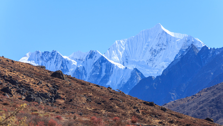 Himalaya range in Langtang , Nepalの写真素材