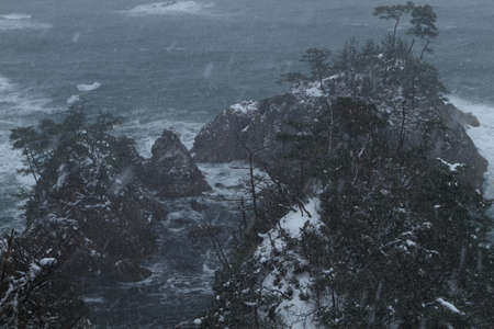 Snowy Uradome Coastの写真素材