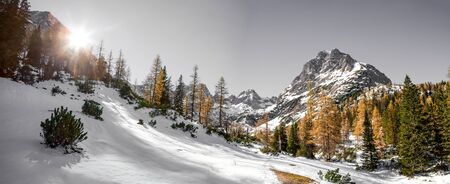 panoramic of the seebensea in ehrwaldの写真素材
