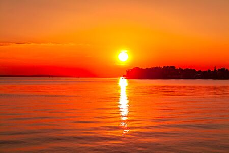 view of sunset on bodenseeの写真素材