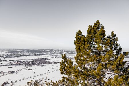 view of winter landscape from peakの写真素材