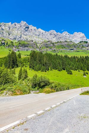 view of the klausenpass road neer glarusの写真素材