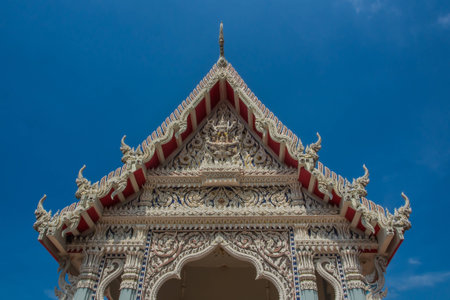 Wat Thai buddhist temple roof detail ,Thailand の写真素材
