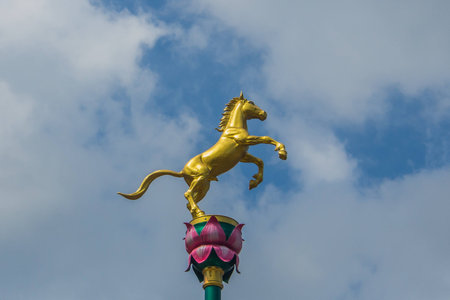 Golden horse statue の写真素材