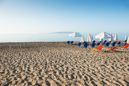 Beautiful beach in the evening. Crete island, Greece.の写真素材