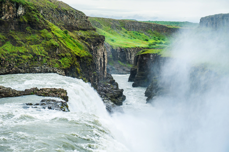 Beautiful and famous Gullfoss waterfall in Icelandの写真素材