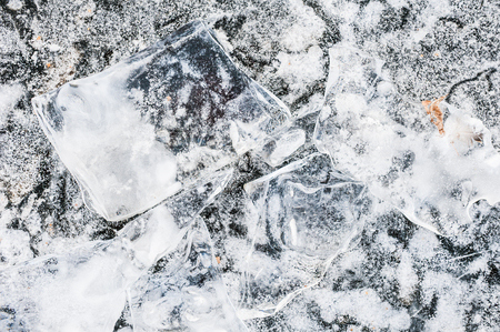 Ice on the lake. Beautiful winter backgroundの写真素材