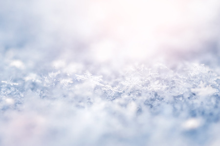 Macro image of snowflakes. Winter background. Small depth of sharpnessの写真素材