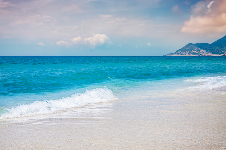 Beautiful beach and tropical sea. Summer landscape. Travel backgroundの写真素材