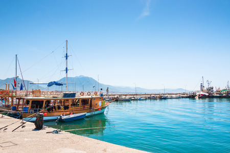 Tourist ships in the port of Alanya, Turkey. Beautiful view of seaの写真素材