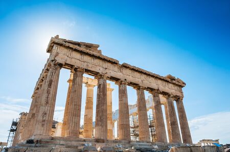 Parthenon temple on the Acropolis in Athens, Greeceの写真素材