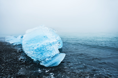 Beautiful ice on the coast of the Atlantic ocean. South of Iceland
