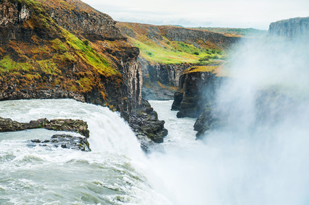 Gullfoss waterfall in Icelandの写真素材