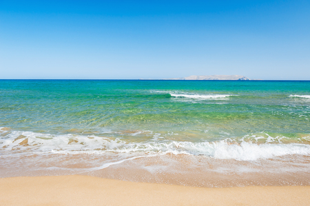 Beautiful tropical beach with turquoise water and white sand. Crete island, Greeceの写真素材