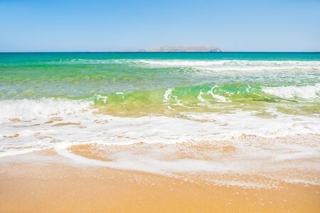 Beautiful beach with turquoise water and white sand. Crete island, Greeceの写真素材