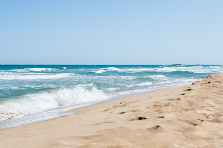 Beautiful beach with turquoise water and white sand. Crete island, Greeceの写真素材