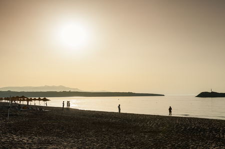 Beautiful beach at sunset. Crete island, Greeceの写真素材