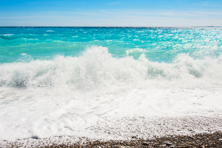 Beautiful sea with turquoise water. Cote d'azur in Nice, France.の写真素材