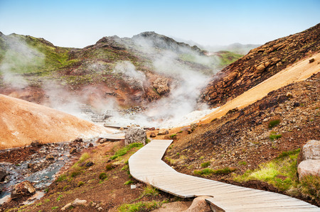 Seltun geothermal area, Krysuvik, Reykjanes peninsula in Icelandの写真素材
