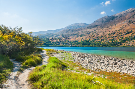 Kournas lake in Crete island, Greeceの写真素材