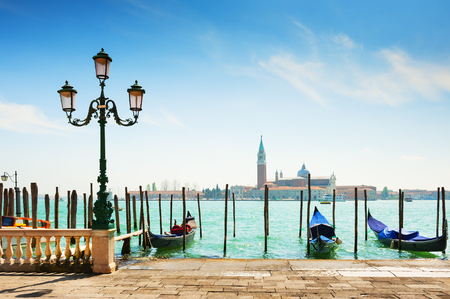 Grand Canal and gondolas in Venice, Italyの写真素材