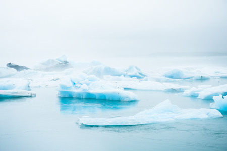 Big blue icebergs in Jokulsarlon glacial lagoon, South Icelandの写真素材