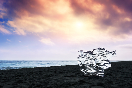 Ice on the coast of Atlantic ocean, Jokulsarlon, southern Icelandの写真素材