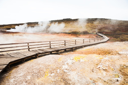 Seltun geothermal area in Krysuvik, Reykjanes peninsula, Icelandの写真素材