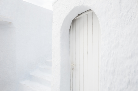 National white architecture on Santorini island, Greece.の写真素材
