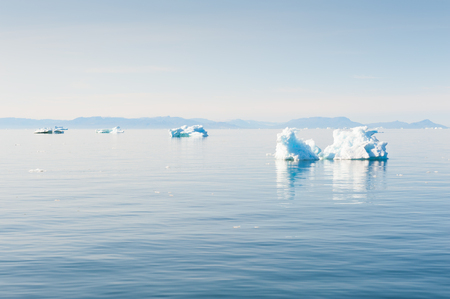 Icebergs floating in the Ilulissat icefjord, Greenlandの写真素材