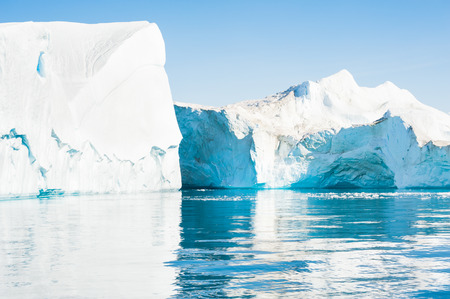 Big icebergs floating in the Ilulissat icefjord, Greenlandの写真素材