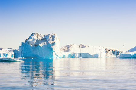 Big icebergs floating in the Ilulissat icefjord, Greenlandの写真素材