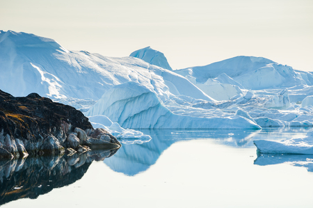 Big icebergs floating in the Ilulissat icefjord, Greenlandの写真素材