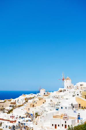 Panoramic view of Oia village on Santorini island, Greece.の写真素材