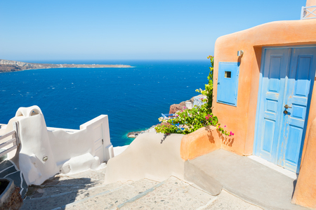 Santorini island, Greece. Beautiful summer landscape with sea view.の写真素材