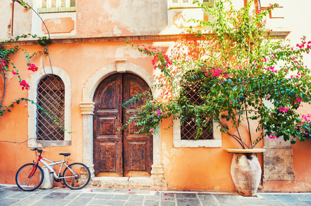 Beautiful ancient building in Chania, Crete island, Greece. の写真素材