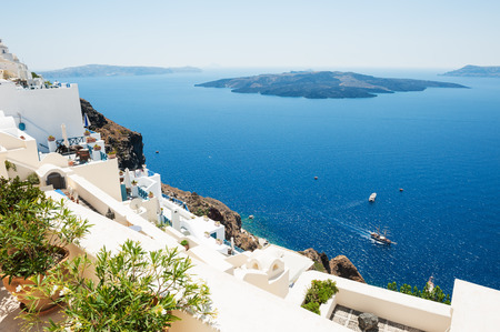 Santorini island, Greece. Beautiful summer landscape, sea view.の写真素材