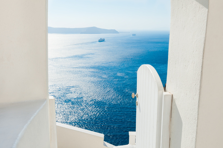 Santorini island, Greece. Luxury greek resort. White architecture and blue sea.の写真素材