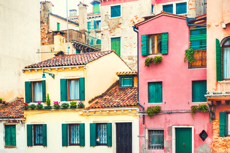 Ancient buildings in Venice, Italy. Vintage filterの写真素材