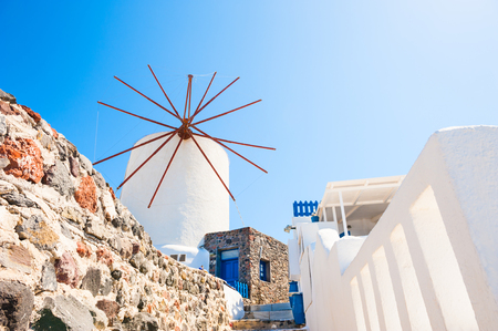 Traditional white architecture on Santorini island, Greece.の写真素材